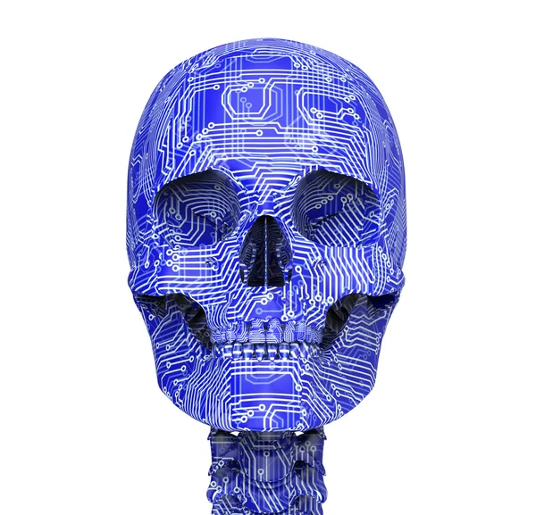 Esqueleto electrónico digital cráneo aislado en blanco — Foto de Stock
