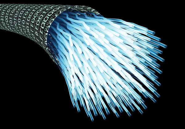 Cable de datos ópticos digitales en un vórtice de datos . —  Fotos de Stock