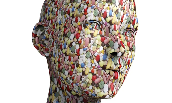 Ett mänskligt huvud gjord av piller — Stockfoto