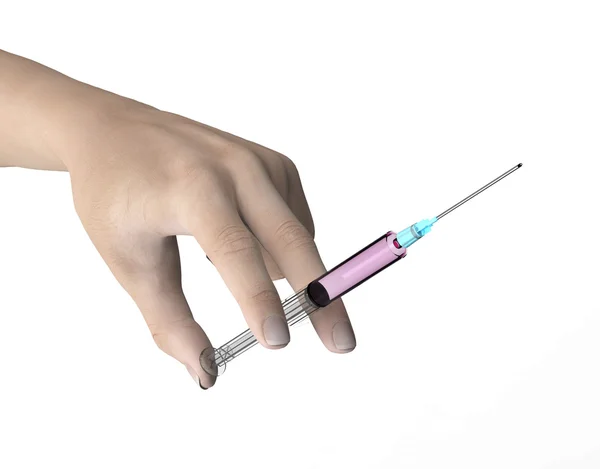 Hand syringe Hypodermic Needle solated — Stock Photo, Image
