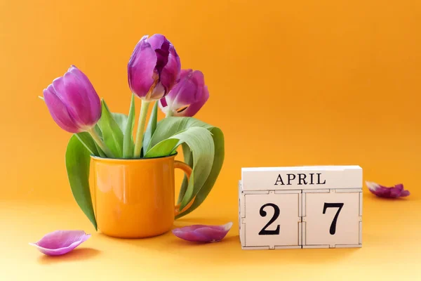 Kalender Für Den April Würfel Mit Der Zahl Der Englische — Stockfoto