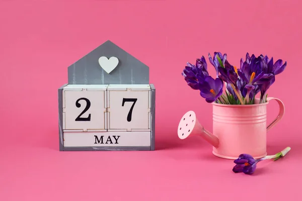 Calendário Para Maio Cubo Com Número Nome Mês Maio Inglês — Fotografia de Stock