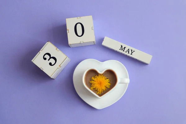 Calendar May Cubes Number Name Month May English Cup Coffee — Stock Photo, Image