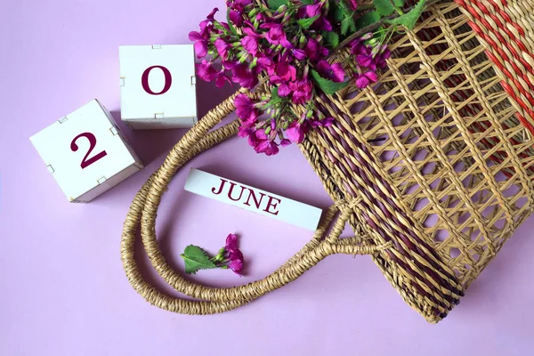 Calendario Para Junio Cubos Con Número Nombre Del Mes Junio — Foto de Stock