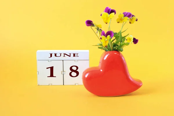 Calendario Para Junio Nombre Del Mes Junio Inglés Número Jarrón — Foto de Stock