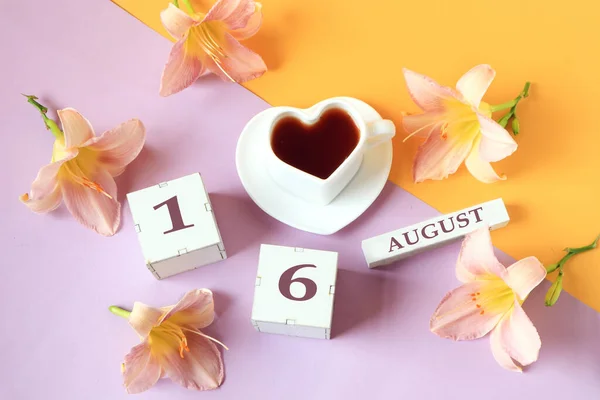 Calendario Para Agosto Nombre Del Mes Agosto Inglés Cubos Con — Foto de Stock