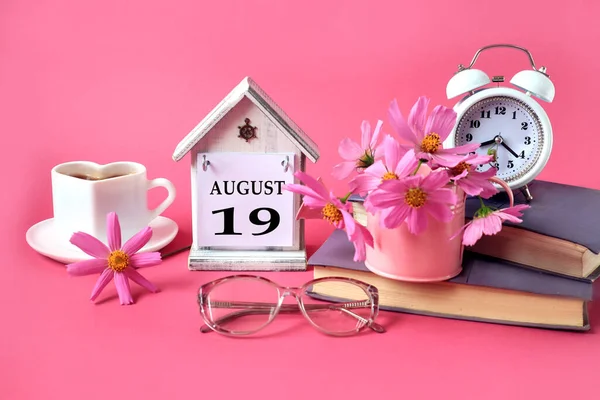 Calendario Del Agosto Nombre Del Mes Agosto Inglés Número Una — Foto de Stock