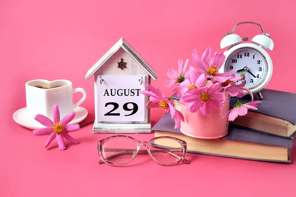 Calendario Para Agosto Nombre Del Mes Agosto Inglés Número Una — Foto de Stock