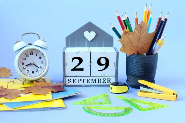 Kalender Voor September Naam Van Maand September Het Engels Blokjes — Stockfoto