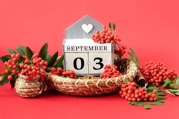 Kalender Voor September Naam Van Maand Het Engels Blokjes Met — Stockfoto
