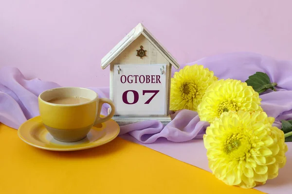Calendario Para Octubre Casa Decorativa Con Nombre Del Mes Inglés — Foto de Stock