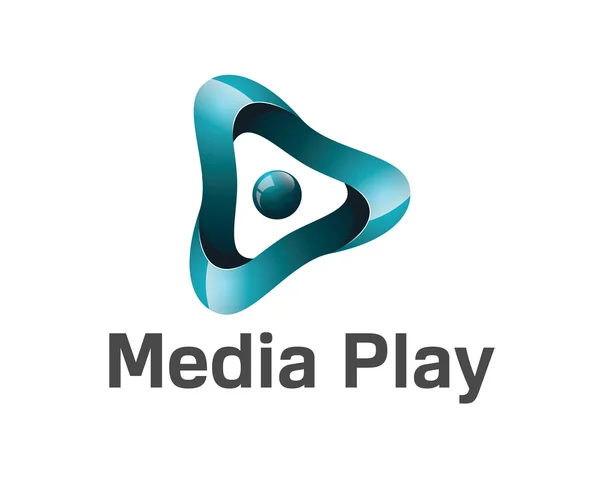 3D media play logo design. Modèle vectoriel de logo de jeu multimédia 3D coloré. Concept de jeu multimédia avec vecteur de conception de style 3D . — Image vectorielle