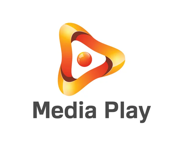 3D media play logo design. Modèle vectoriel de logo de jeu multimédia 3D coloré. Concept de jeu multimédia avec vecteur de conception de style 3D . — Image vectorielle