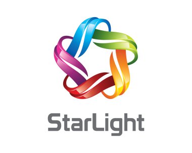 Colorful 3d circle star logo template. Star vector logo design b