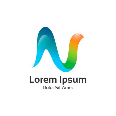 İş kurumsal mektup N logo tasarım vektörü. Renkli 3d harf N logosu.