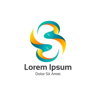 İş kurumsal mektup S logo tasarım vektörü. Renkli 3d harf S logosu