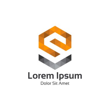 Business corporate letter S logo design vector. Colorful hexagonal triangle letter S.