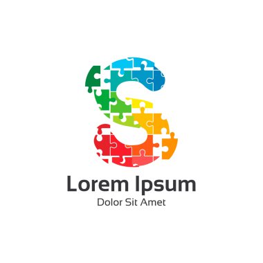 Soyut mektup S bulmaca logosu tasarım vektörü. Bulmaca logo şablonu.