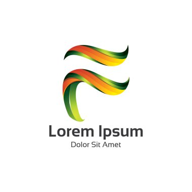 Soyut 3d F Harfi logo vektörü. F harfi vektör tasarımı illüstrasyon
