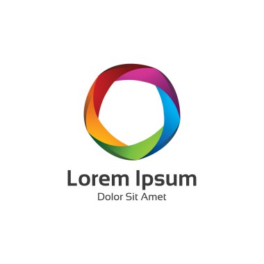 Renkli 3d daire yıldız logo şablonu. Yıldız vektör logo tasarımı markakurumsal kimlik.
