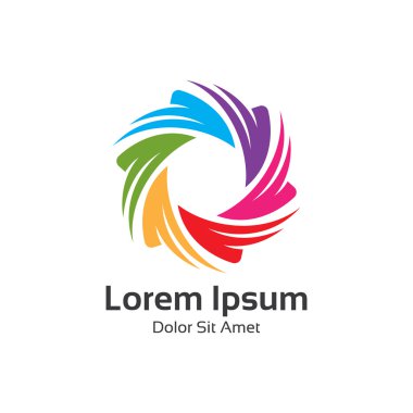 Renkli spektrum diyafram fotoğraf sembolü, altıgen döngü logo vektör.