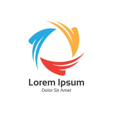 Renkli üçgen döngü logo sembolü, ok üçgen logo tasarım vektör.