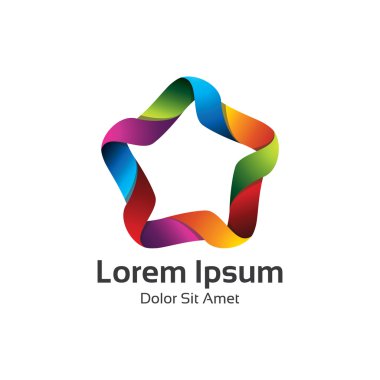 Renkli 3d daire yıldız logo şablonu. Yıldız vektör logo tasarımı .