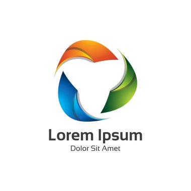 Soyut trendy çok renkli logo tasarım öğesi. 3d Üçgen logosu.