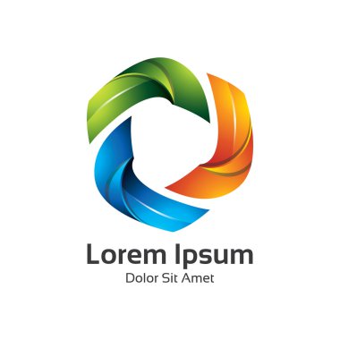 Soyut trendy çok renkli logo tasarım öğesi. 3d Üçgen logosu.