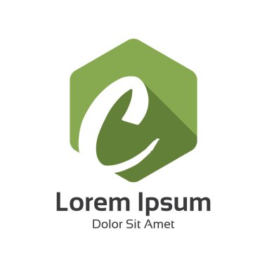 C harfi logosu düz uzun gölge tasarım vektörü.