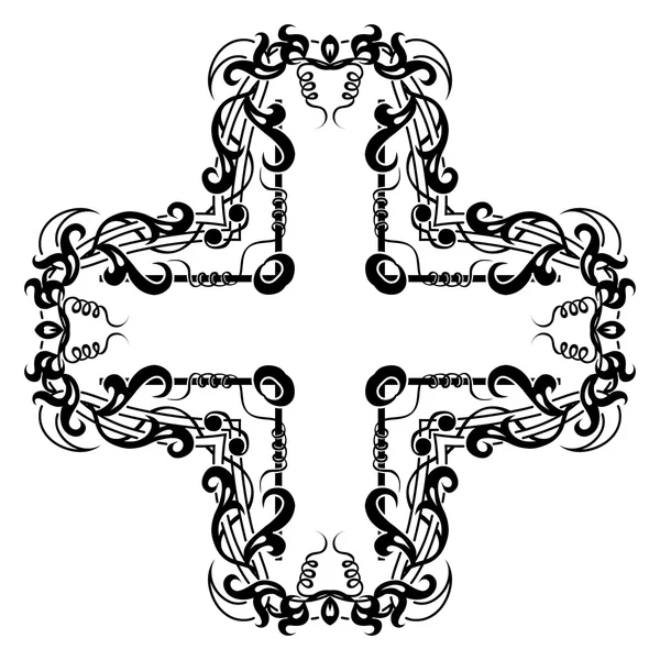 Símbolo de cruz abstracto Adorno. Caleidoscopio cruzado geométrico el — Vector de stock