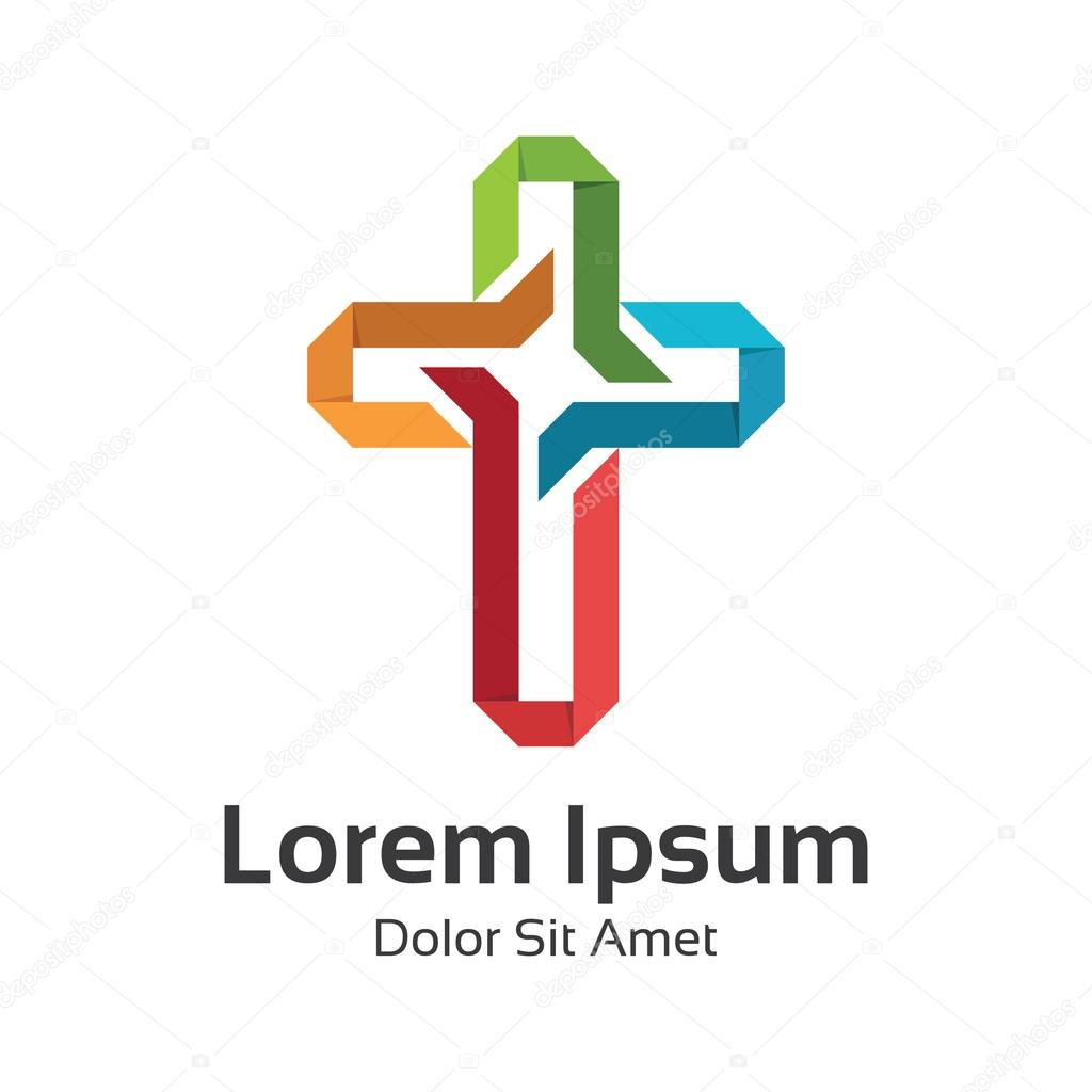 Abstract symbol cross logo template for churches and Christian organizations.