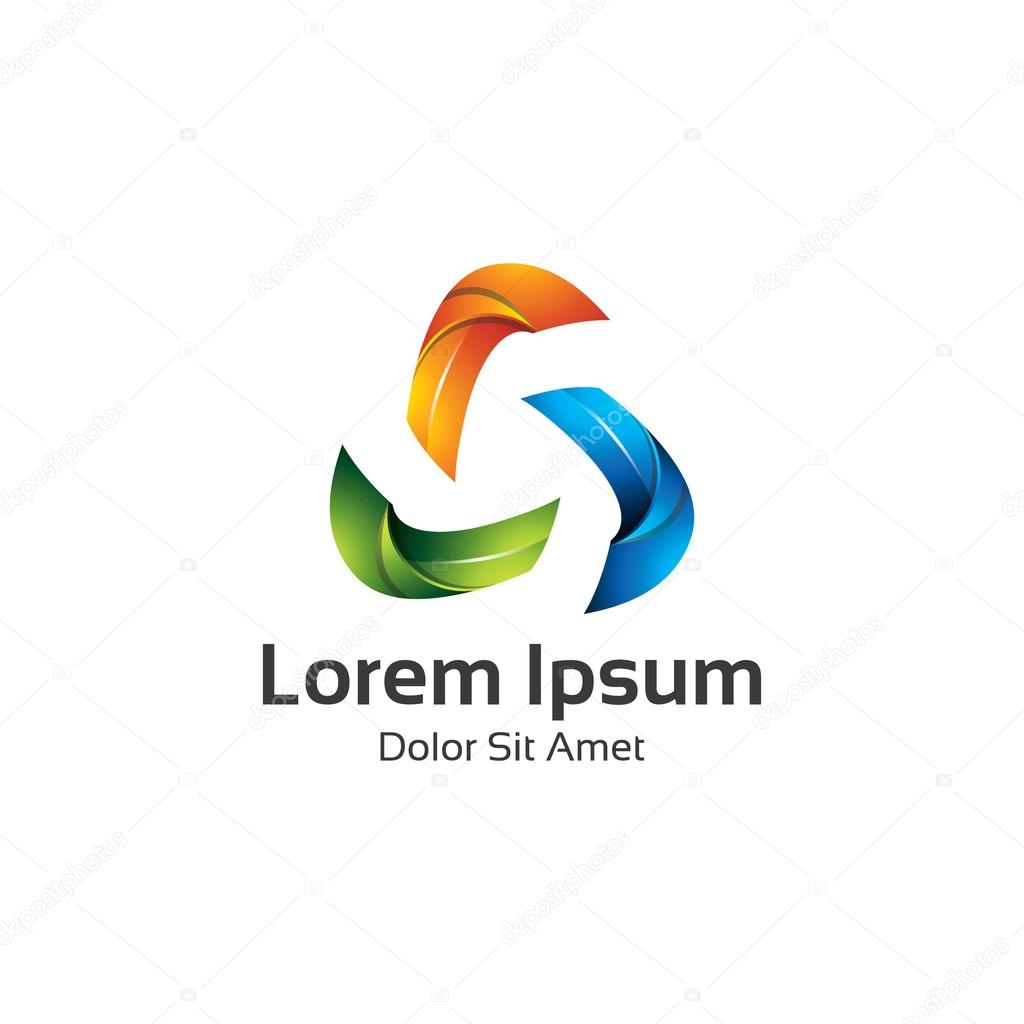 Abstract trendy multicolored logo design element. 3D Triangle loop logo vector.
