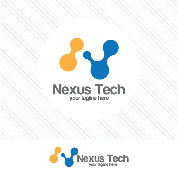 Projektowanie logo litery N. Technologia logo w postaci atomów. — Wektor stockowy
