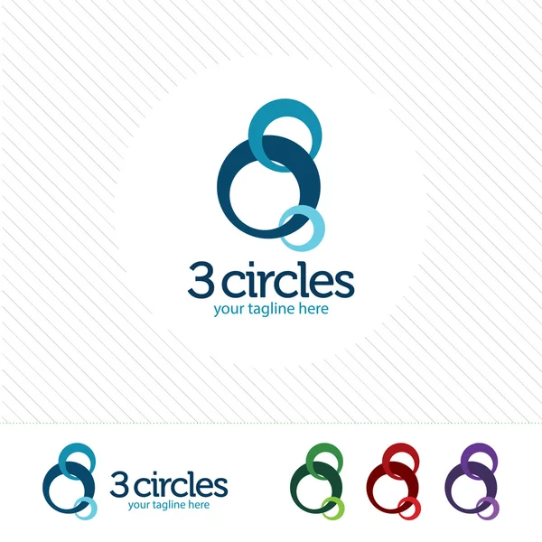 Abstracto 3 vector de diseño de logotipo círculo. Ruedas entrelazadas círculo geométrico . — Vector de stock