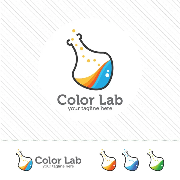 Logotipo de laboratorio de color abstracto. laboratorio del vector, químico, logotipo de la prueba médica, diseño moderno icon.Colorful con bombillas y botella . — Vector de stock