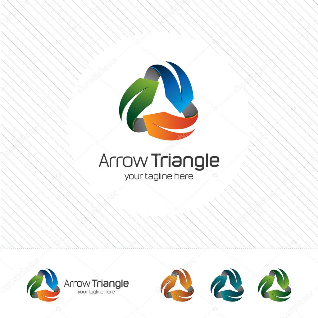 Abstract triangle arrow logo vector. recycle symbol with modern design concept and shades gradient color.
