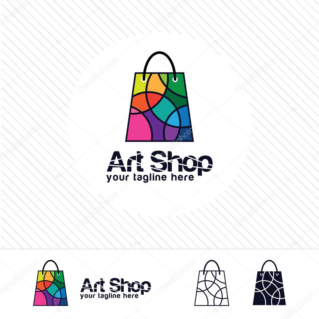Shopping logo design vector , colorful circle on shopping bag. Abstract concept for online store.