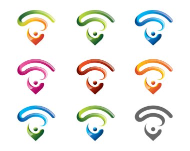 WiFi Bulucu logo şablonu, modern sembolü wifi.