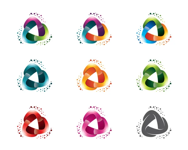 Set of abstract triangle media logo template. Circle triangle symbol vector. — Stock Vector