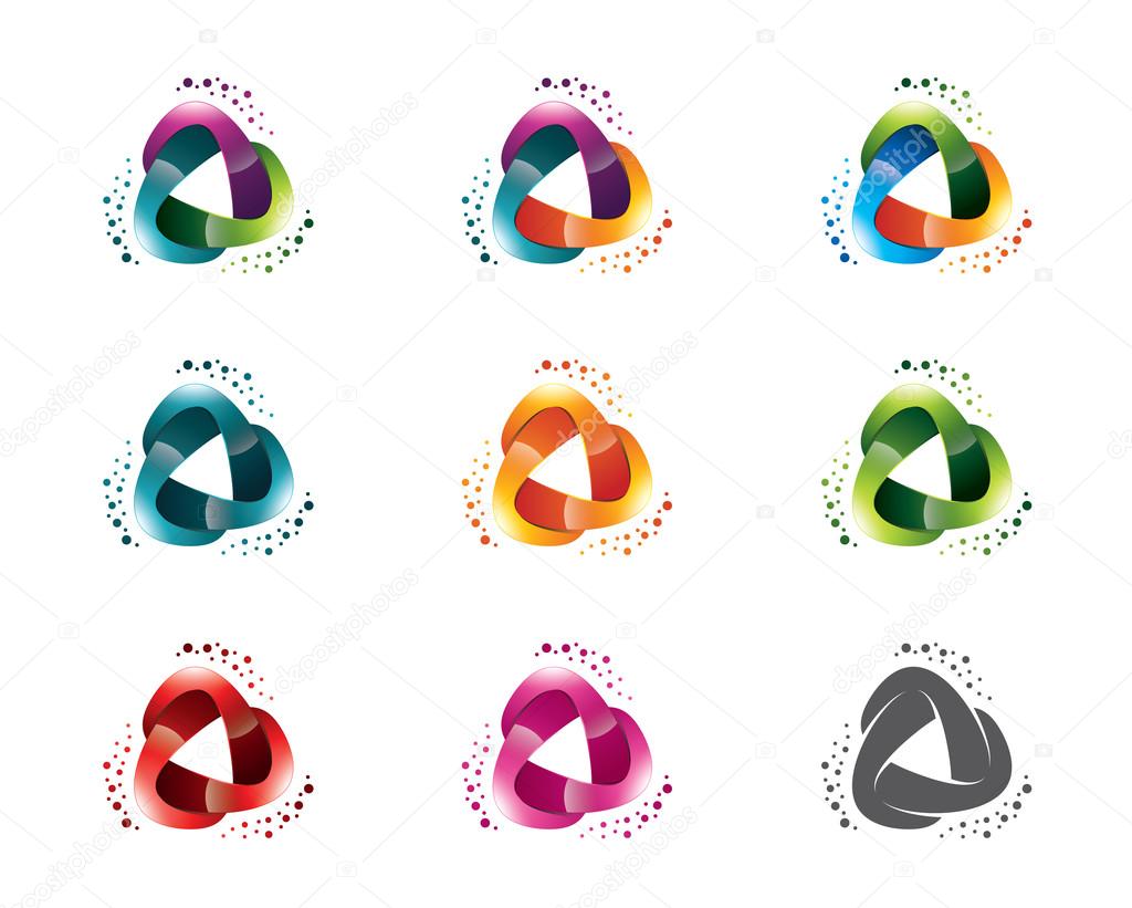 Modern and dynamic abstract design of a triangular logo. circle triangle symbol.
