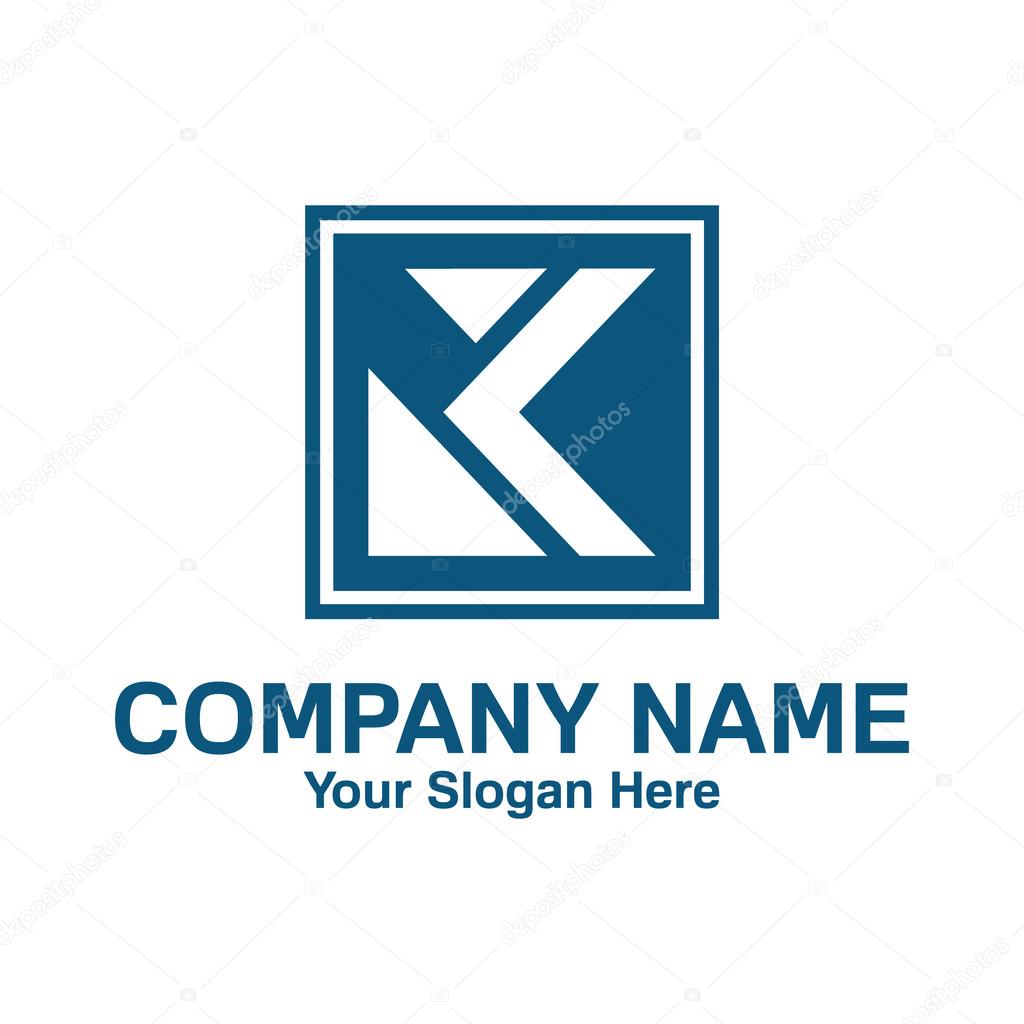 Square shape with the letter k inside. Simple and clean letter K logo design.