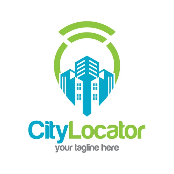 Stad aanwijzer locatie logo ontwerp. — Stockvector