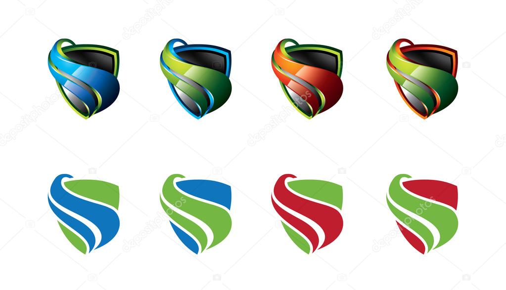 Abstract symbol of security. Logo shield in the form of the letter S.