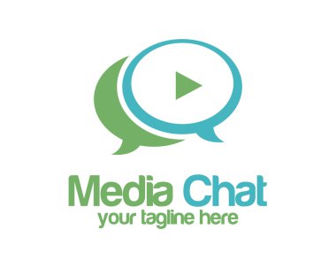 Medya logo tasarım vektör şablonu sohbet. Konuşma balonu vektör.