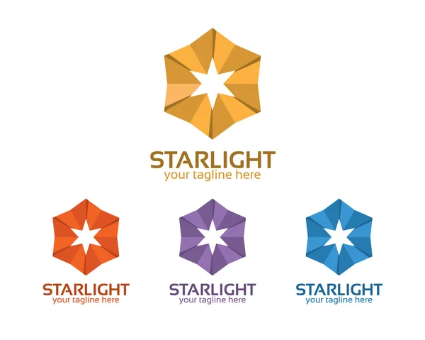 Símbolo estelar hexagonal abstrato logo vector. Design plano simples e limpo do ícone de estrela geométrica . — Vetor de Stock