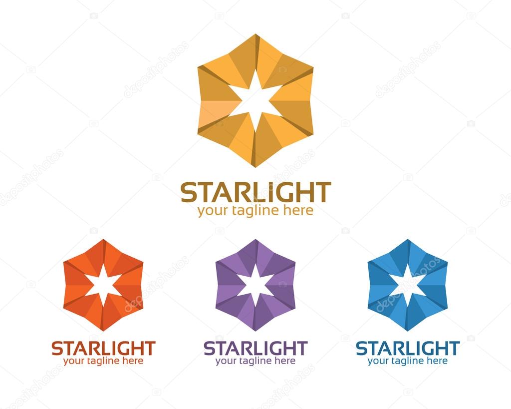 Abstract hexagonal star symbol logo vector. Simple and clean flat design of geometrical star icon.