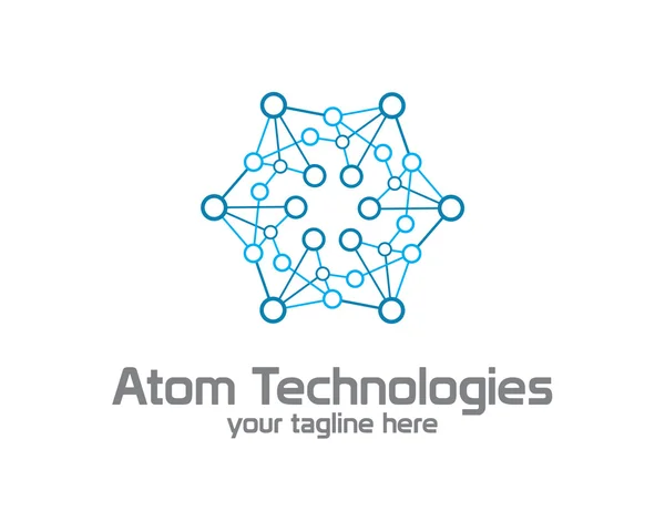 Empresa corporativa Atom tecnologia nuclear modelo de design de logotipo — Vetor de Stock