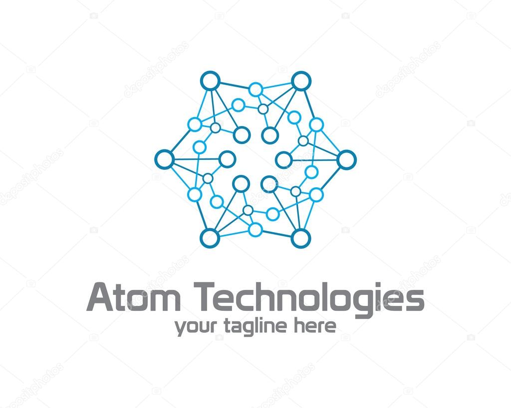 Business corporate Atom nuclear technology  logo design template. Simple and clean flat design of atom illustration vector .