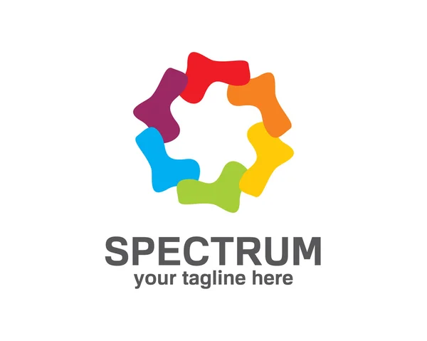 Design del logo Spectrum con colore arcobaleno. Circle loop symbol vector. Astratto vettore di spettro colorato simbolo. Astratto cerchio luminoso infinito loop icona logo. Spettro cerchio segno . — Vettoriale Stock